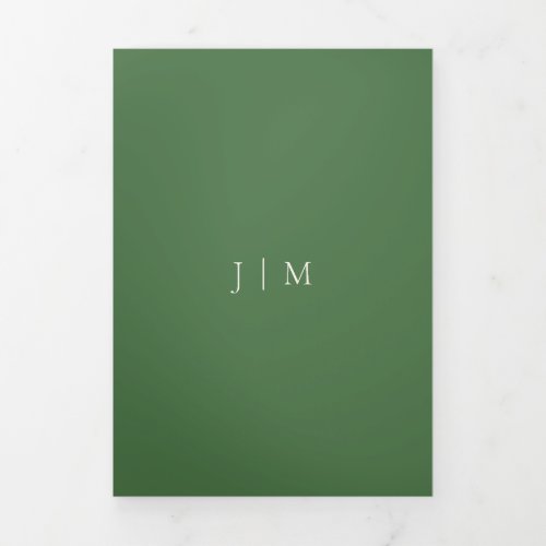 Formal Olive Green Modern Wedding Tri_Fold Card