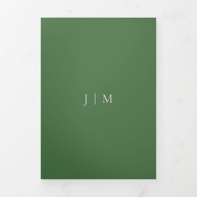 Formal Olive Green Modern Wedding Tri-Fold Card