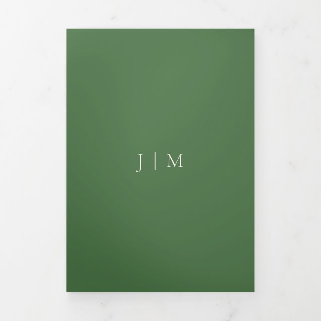 Formal Olive Green Modern Wedding Tri-Fold Card (Cover)
