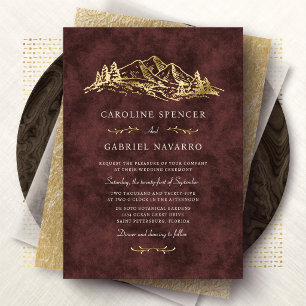 Formal Outdoors Mountains Wedding Foil Invitation
