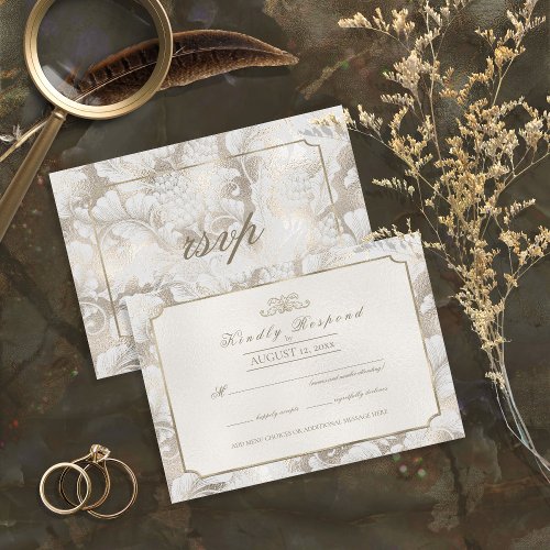 Formal Paisley Champagne ID767 RSVP Card