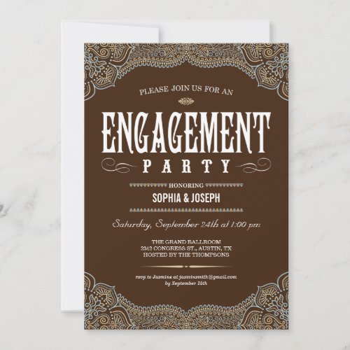 Formal Paisley Engagement Party Invitations