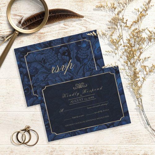 Formal Paisley Navy Blue ID767 RSVP Card