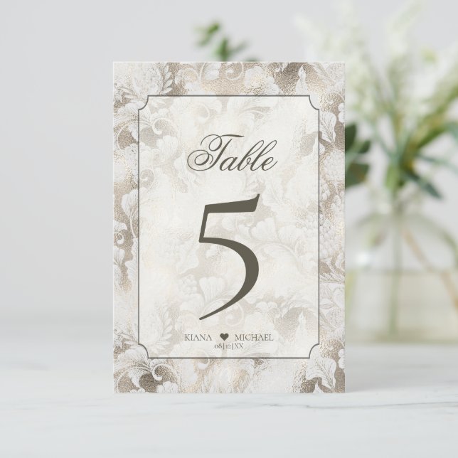 Formal Paisley Table Numbers Champagne ID767 (Standing Front)