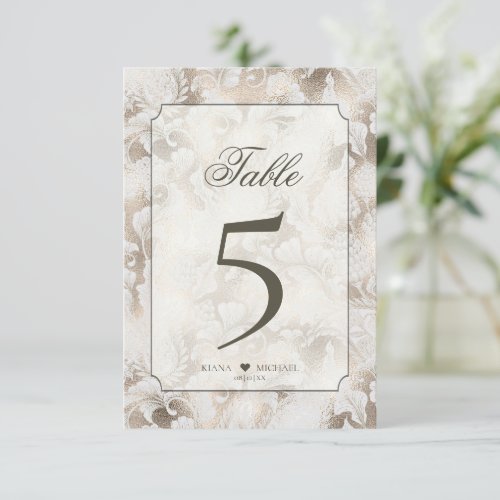 Formal Paisley Table Numbers Champagne ID767