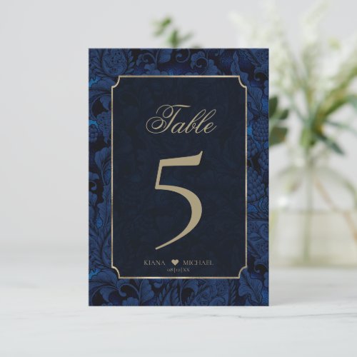 Formal Paisley Table Numbers Navy Blue ID767