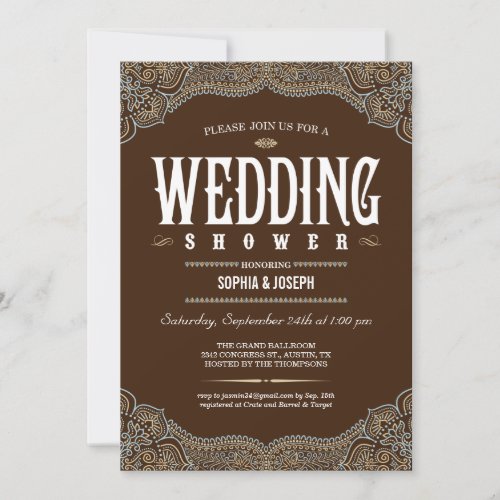 Formal Paisley Wedding Shower Invitations