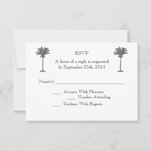 Formal Palm Tree Tropical Island Wedding RSVP