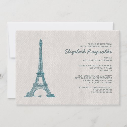 Formal Paris Bridal Shower Invitations