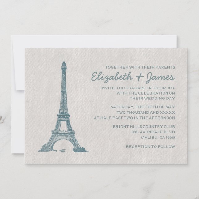 Formal Paris Wedding Invitations (Front)