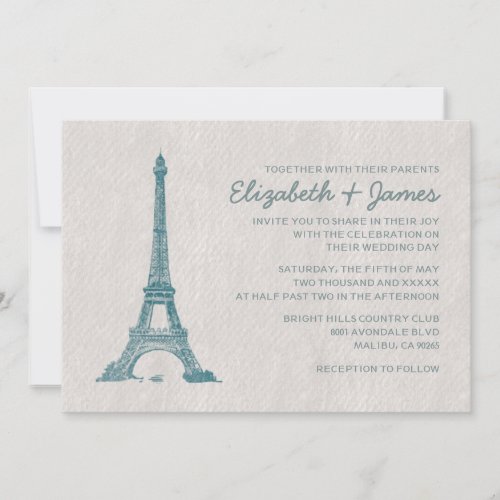 Formal Paris Wedding Invitations