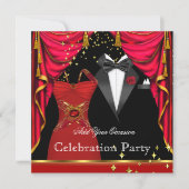 Formal Party Elegant Tuxedo Red Dress Event Invitation (Front)