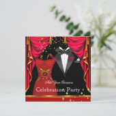 Formal Party Elegant Tuxedo Red Dress Event Invitation (Standing Front)