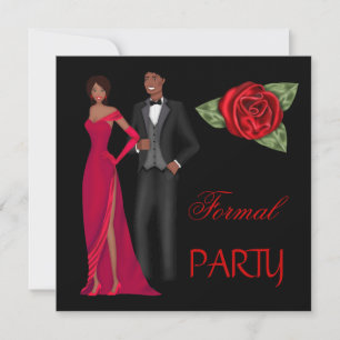 Formal Party Gold Black Red Dress Black tie Invitation