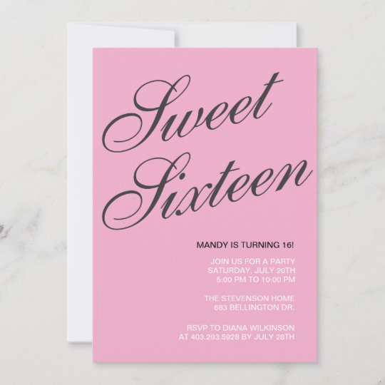 Formal Pink and Black Sweet 16 Invitations | Zazzle.com