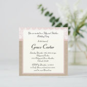 Formal Pink Burlap Lace Birthday Invitation (Standing Front)