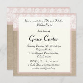 Formal Pink Burlap Lace Birthday Invitation (Front/Back)