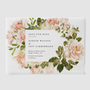 Formal Pink Floral Classic Wedding Save The Date Vellum Invitations