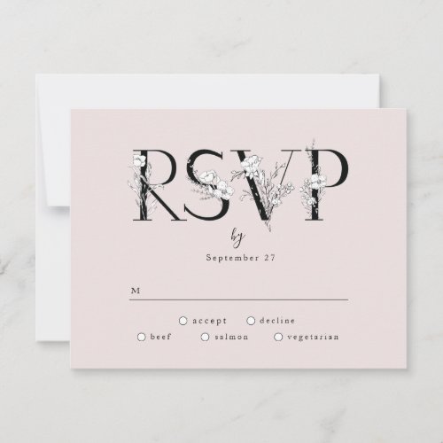 Formal Pink Floral Letters Wedding RSVP Response