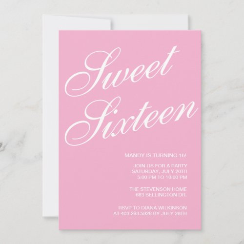 Formal Pink Sweet 16 Invitations
