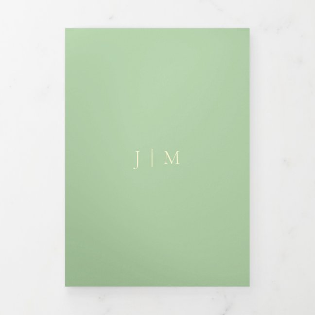 Formal Pistachio & Cream Modern Wedding Tri-Fold Card
