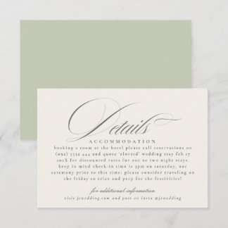 Formal Pistachio Wedding Details Enclosure Card