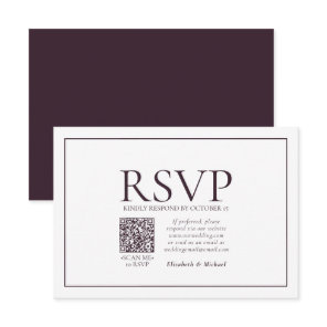 Formal Plum Classic QR Code Wedding RSVP Card