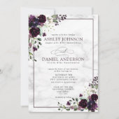 Formal Plum Purple Flower Watercolor Wedding Invitation (Front)