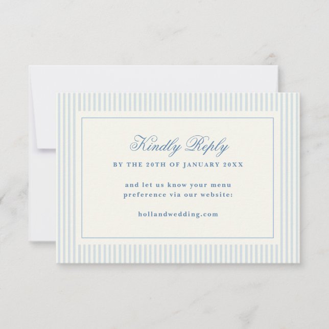 Formal Preppy Blue Stripes RSVP Online Website (Front)