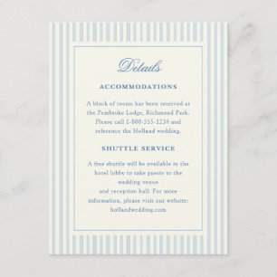 Formal Preppy French Blue Stripes Directions Enclosure Card