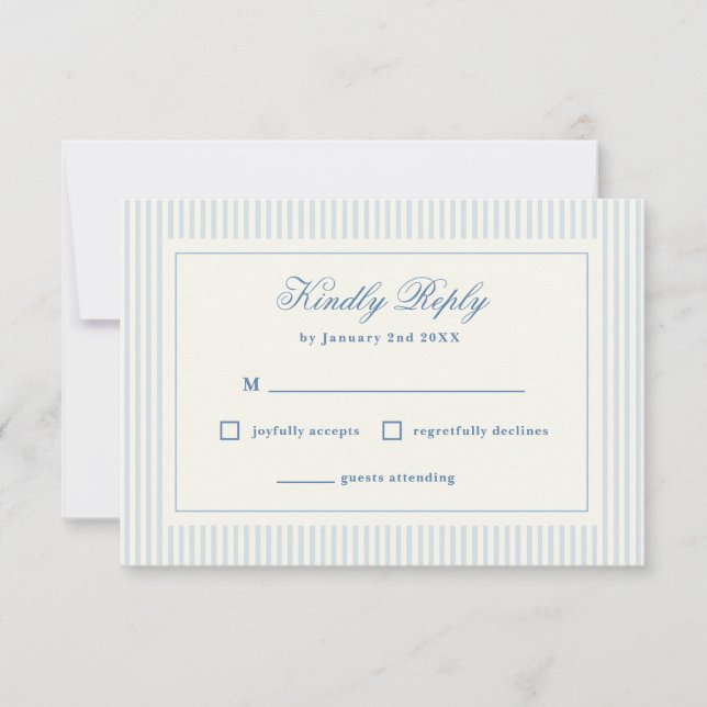Formal Preppy French Blue Stripes RSVP (Front)