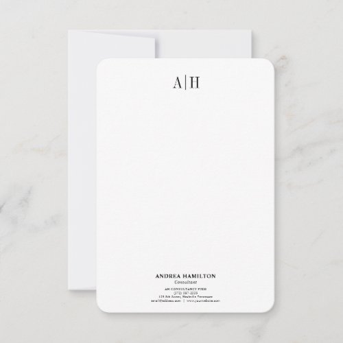 Formal Professional Two Monogram Business Thank You Card