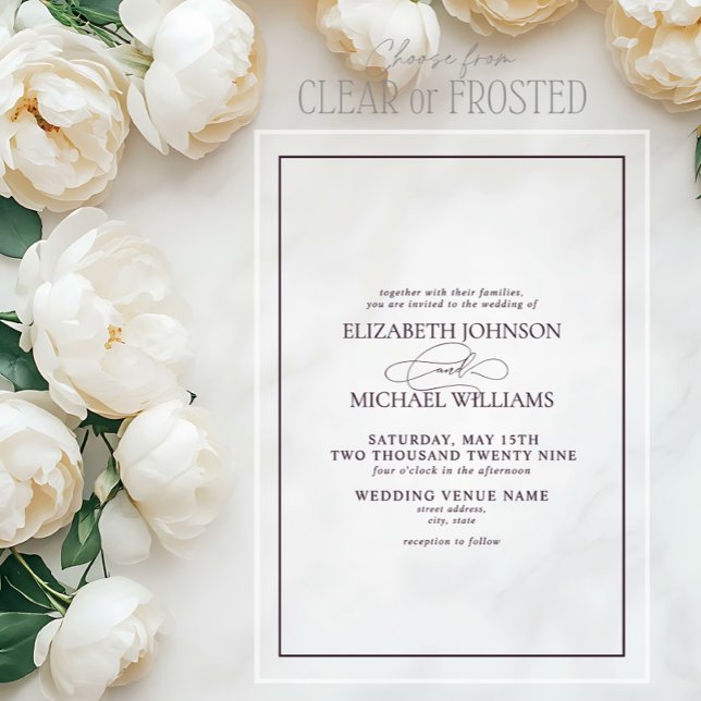 Formal Purple Classic Script Wedding Acrylic Invitations (Creator Uploaded)