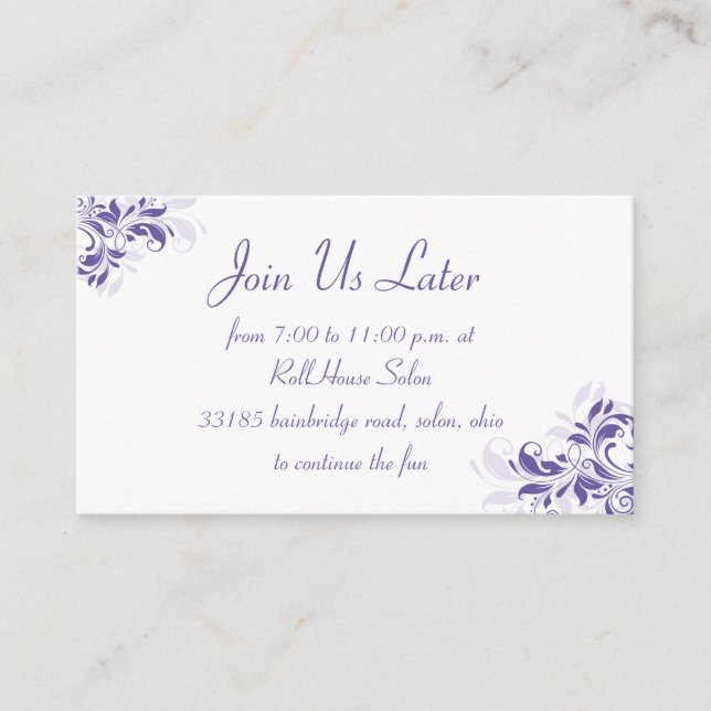 Formal Purple Flourish Enclosure Card (Front)