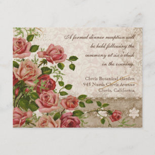 Formal Reception Invitation Tea Rose Lace Vintage