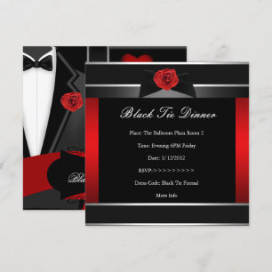 Formal Red Black Tie Dinner Corporate Invite