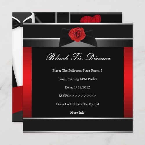 Formal Red Black Tie Dinner Corporate Invite