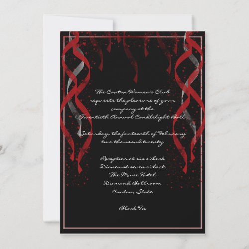 Formal Red Ribbon Heart Valentine Party Invitation