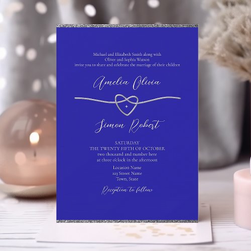 Formal Royal Blue Wedding Invitation