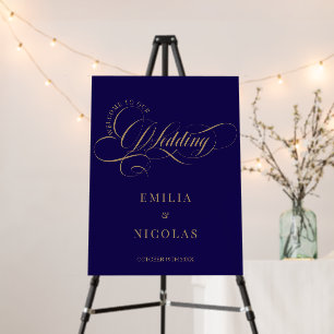 Formal Royal Blue Wedding Welcome Sign