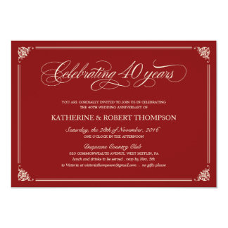 Formal Ruby 40th Anniversary Invitations