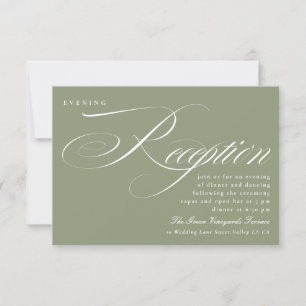 Formal Sage Green Calligraphy Wedding Reception Invitation