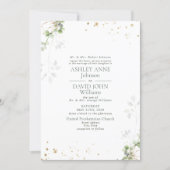 Formal Sage Green Greenery Gold Marble Wedding Invitation | Zazzle