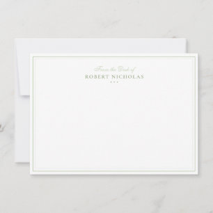 Formal Sage Green Script Two Border Stationery Note Card