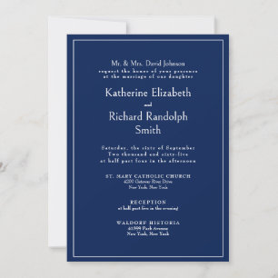 Formal Sapphire Blue Wedding Bride Parents Invitation