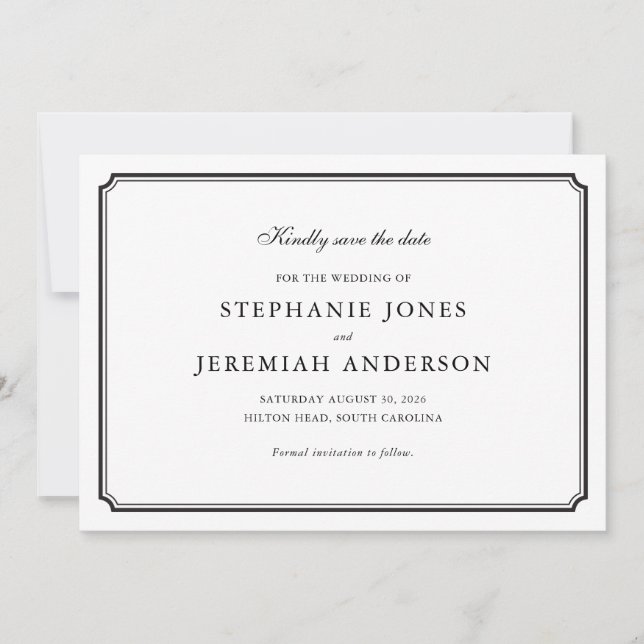 Formal Save the Date Invitation