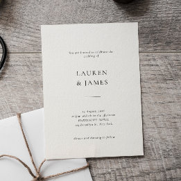 Formal Script Black and White Wedding Invitation