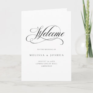 Formal Script Black & White Folded Wedding Program