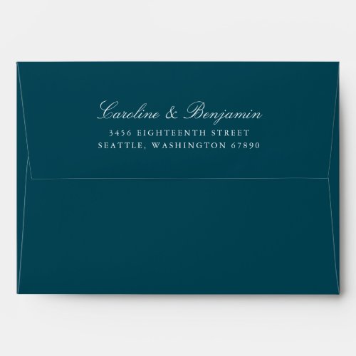 Formal Script Elegant Return Address Classic Teal Envelope