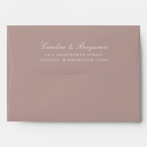 Formal Script Elegant Return Address Dusty Mauve Envelope